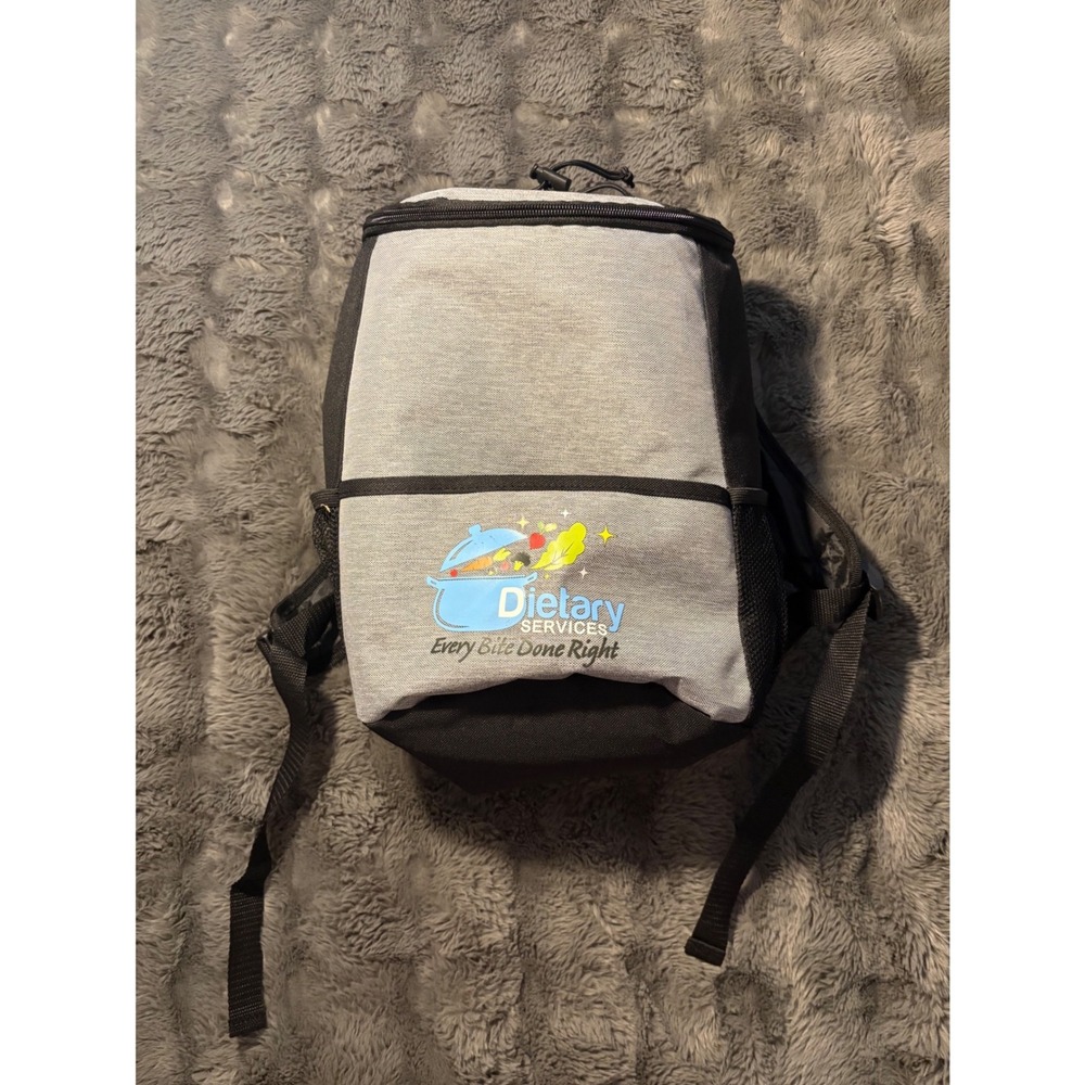 Dietary Services Lunch Cooler Backpack Insulated Bag Gray Black